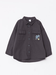 Рубашка для мальчика с длинными рукавами и принтом LCW baby, темно-серый