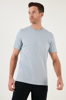 Базовая футболка стандартного кроя из хлопка с круглым вырезом 59020201 Buratti, средний синий
