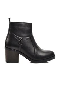 Черные женские ботинки на каблуке из натуральной кожи 9361 Voyager