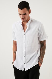 Рубашка из 100% хлопка с короткими рукавами и льняным воротником CF21S113899 Buratti, белый