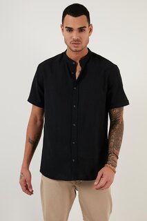 Рубашка из 100% хлопка с короткими рукавами и льняным воротником CF21S113899 Buratti, черный