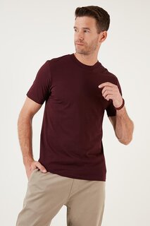 Базовая футболка стандартного кроя из хлопка с круглым вырезом 59020201 Buratti, темно-бордовый