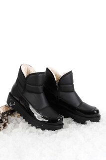 ЧЕРНЫЕ женские зимние ботинки с круглым носком 06406 GÖNDERİ(R)