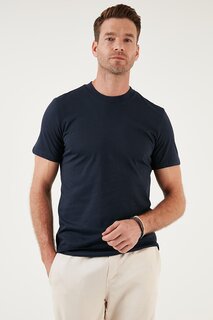 Базовая футболка стандартного кроя из хлопка с круглым вырезом 59020201 Buratti, индиго