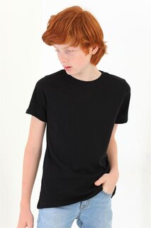 Базовая футболка черного цвета с круглым вырезом для мальчиков Zepkids