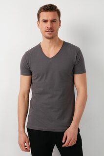 Базовая футболка узкого кроя из 100 % хлопка с v-образным вырезом 5412001 Buratti, серый
