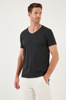 Базовая футболка узкого кроя из 100 % хлопка с v-образным вырезом 5412001 Buratti, темно-серый