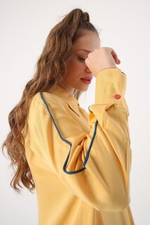 Рубашка из вискозы желтого цвета с окантовкой ALL DAY