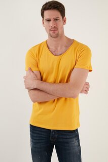 Базовая футболка узкого кроя из 100 % хлопка с v-образным вырезом 5412001 Buratti, желтый