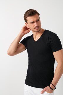 Базовая футболка узкого кроя из 100 % хлопка с v-образным вырезом 5412001 Buratti, черный