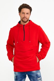 Мужская узкая толстовка обычного кроя с капюшоном, молнией до половины и грузовым карманом SPR22SW171 Süperlife, красный