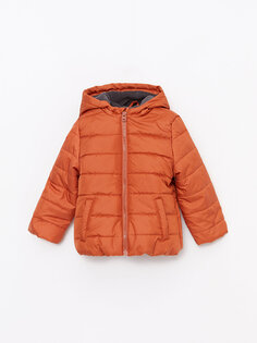 Базовое пальто для мальчика с капюшоном и длинными рукавами LCW baby, жженый апельсин