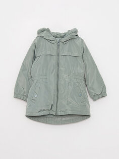 Базовое пальто для маленьких девочек с капюшоном и длинными рукавами LCW baby, сизый