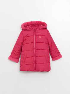 Базовое пальто для маленьких девочек с капюшоном и длинными рукавами LCW ECO, розовый