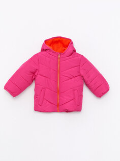 Базовое пальто для маленьких девочек с капюшоном и длинными рукавами LCW baby, фуксия