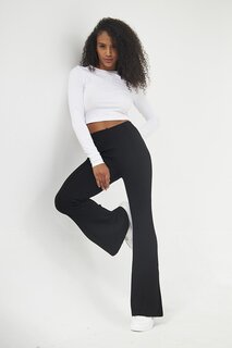 Черные женские расклешенные брюки в рубчик Chandraswear