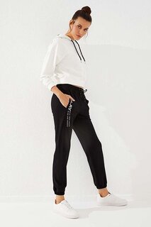Черные женские спортивные штаны удобной формы с эластичной резинкой и высокой талией TOMMYLIFE