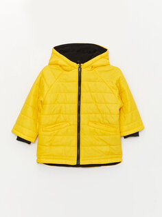 Базовое пальто для мальчика с капюшоном и длинными рукавами LCW baby, яркий желтый