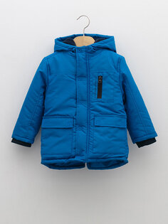 Базовое пальто для мальчика с капюшоном и длинными рукавами LCW baby, темно-синий