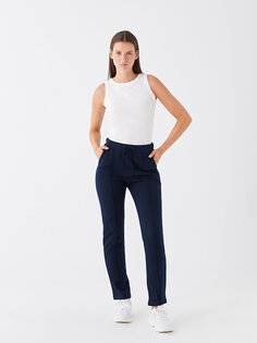 Женские однотонные спортивные штаны с эластичной резинкой на талии LCWAIKIKI Basic, темно-синий