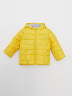 Базовое пальто для мальчика с капюшоном и длинными рукавами LCW baby, средний желтый