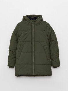 Базовое пальто с капюшоном для мальчика LCW ECO, зеленый