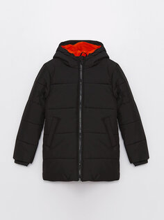 Базовое пальто с капюшоном для мальчика LCW ECO, новый черный