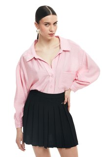 Рубашка на пуговицах оверсайз розовая QUZU