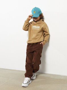 Базовые бархатные брюки для мальчика с эластичной резинкой на талии LCW Kids, коричневый
