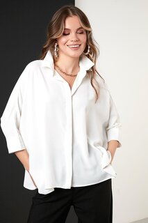 Рубашка оверсайз с рукавом три четверти 6051970 Lela, белый