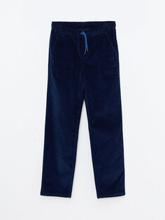 Базовые бархатные брюки для мальчика с эластичной резинкой на талии LCW Kids, темно-синий