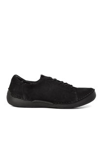 Черные кожаные женские кроссовки на шнуровке 44186 Ayakmod