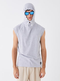 Мужская футболка без рукавов с капюшоном XSIDE, светло-серый меланж