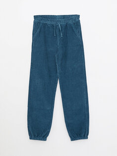 Базовые бархатные брюки-джоггеры для мальчиков с эластичной резинкой на талии LCW Kids, открытое масло
