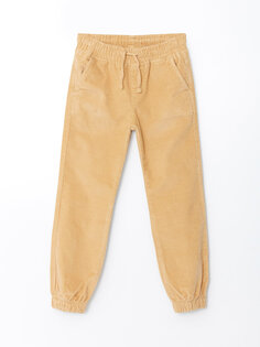 Базовые бархатные брюки-джоггеры для мальчиков с эластичной резинкой на талии LCW Kids, темно-бежевый