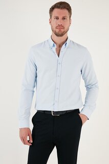 Рубашка приталенного кроя из смеси хлопка с длинным рукавом и воротником на пуговицах CF23S7498 Buratti, синий