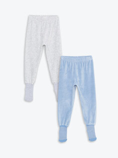 Базовые бархатные носки для маленьких мальчиков, комплект из 2 предметов, брюки с эластичной резинкой на талии LCW baby