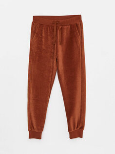 Базовые бархатные спортивные штаны для мальчиков с эластичной резинкой на талии LCW Kids, коричневый