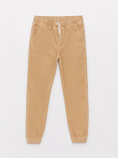 Базовые бархатные брюки-джоггеры для мальчиков с эластичной резинкой на талии LCW Kids, бежевый