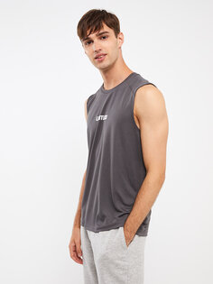 Мужская футболка без рукавов из чесаного хлопка с круглым вырезом и принтом XSIDE