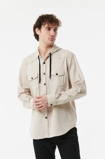Рубашка с двойным карманом и капюшоном Fullamoda, бежевый
