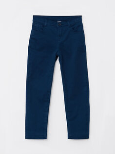 Базовые брюки для мальчика на флисовой подкладке и эластичной талии LCW Kids, темно-синий