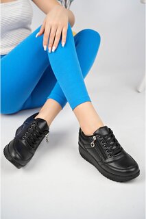 Женские ортопедические повседневные кроссовки Rexam на высокой подошве на молнии и шнуровке, спортивная обувь Muggo, черный