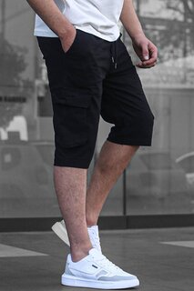 Черные мужские брюки-капри с карманами-карго 6331 MADMEXT