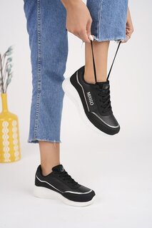 Женские ортопедические повседневные стильные удобные кроссовки на шнуровке Happy, спортивная обувь Muggo, черно-белый