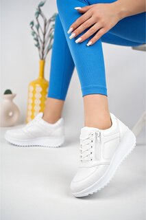 Женские ортопедические повседневные кроссовки Rexam на высокой подошве на молнии и шнуровке, спортивная обувь Muggo, белый