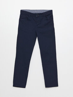 Базовые брюки из габардина приталенного кроя для мальчика LCW Kids, темно-синий
