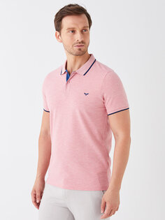 Мужская футболка из пике с короткими рукавами и воротником-поло LCWAIKIKI Classic, светло-розовый меланж