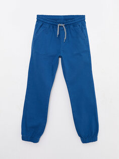 Базовые брюки-джоггеры из габардина для мальчиков с эластичной резинкой на талии LCW Kids, средний синий