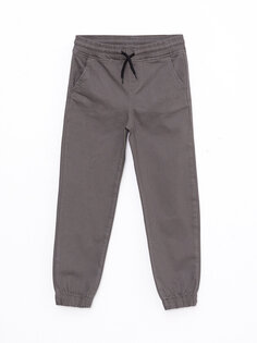 Базовые брюки-джоггеры из габардина для мальчиков с эластичной резинкой на талии LCW Kids, темно-серый